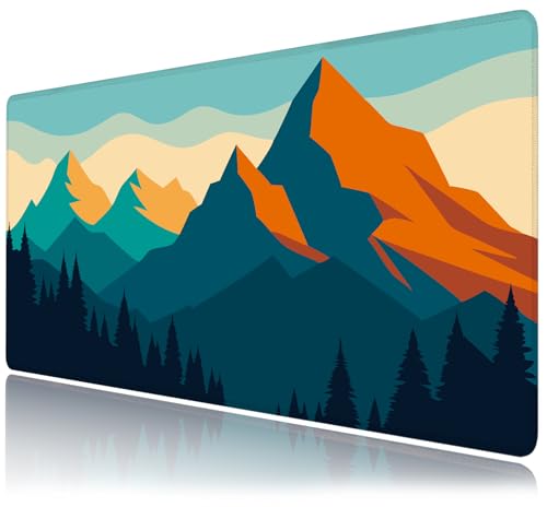 Desk Mat, Mountain Forest XXL 35.4"x15.7"Large Gaming Mouse Pad, 3mm Thick Gaming Keyboard Pad,Desk Pad Non-Slip Rubber Base with Stitched Edges for Office Game Home Decor - color: Mountain Forest