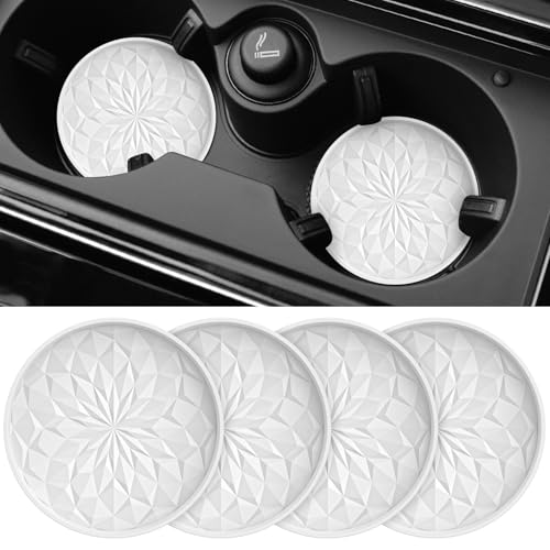 ME.FAN Car Coasters for Cup Holders [4 Pack] - 2.75In Silicone Auto Mug Mats - Universal Non-Slip Recessed Car Interior AccessoriesWhite - color: 4pack-white