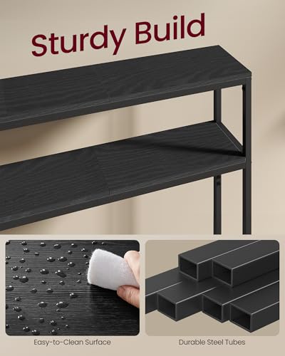 VASAGLE Console Table, 2-Tier Narrow Sofa Table with 2 Shelves, 7.9 x 31.5 x 31.5 Inches, for Living Room, Hallway, Entryway, Charcoal Gray and Ink Black ULNT130B22V1 - color: Charcoal Gray + Ink Black, size: 31.5"W - Without Power Outlet