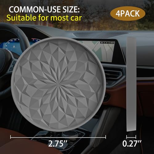 ME.FAN Car Coasters for Cup Holders [4 Pack] - 2.75In Silicone Auto Mug Mats - Universal Non-Slip Recessed Car Interior AccessoriesDeep Grey - color: 4pack-dark Grey