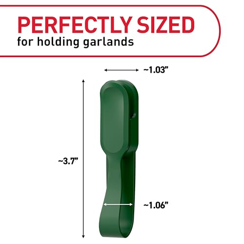 Command Fireplace Mantle Garland Holder for Displaying Garlands, Wreaths, and Holiday Decor Without Leaving Damage, Holes, or Residue, Holds 2lbs, Green, 6 Pack - size: 6 Garland Hangers