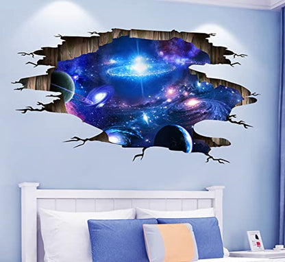 Blue Purple Galaxy Wall Decals, Removable Sticker,The Art Magic 3D Milky Way Dreamscape Home Decor (4 Sheets) - color: New Galaxy