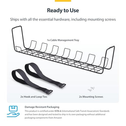 StarTech Under Desk Cable Management Tray, Black (S1MB-Desk-Cable-Tray)