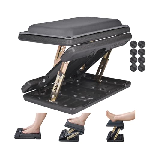 Foot Rest for Under Desk at Work 4-Level Height Adjustable, Lengthen Ergonomic Foldable Footrest for Office, Gaming,Computer, Soft & Removable Pad Desk Foot Stool for All Seasons (Gray Plus) - color: Gray Plus