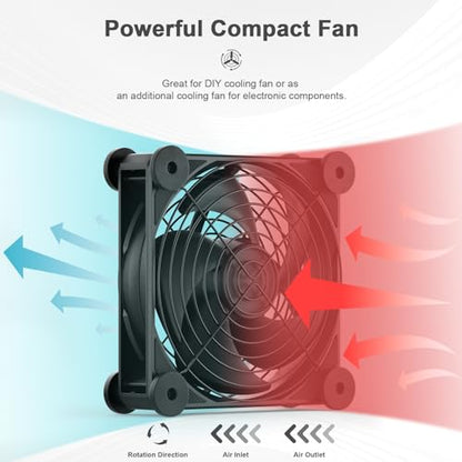 upHere Big Airflow 120mm x 25mm Computer Fan with AC Plug Cabinet Fan 100V 240V AC Power Supply,DC 12V 5 Speed Controller, for Router Mining Machine Chassis Server Workstation Cooling