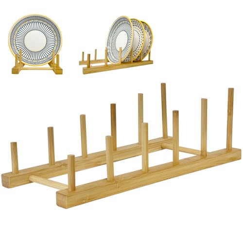 Plate Display Stands, 2 Pack Plate Holder for Displaying, 5-Tier Sturdy Craft Show Display Stands, Art Prints Book Photo Picture Frame Plaque Platter Wood Stand - size: M-2 Pack