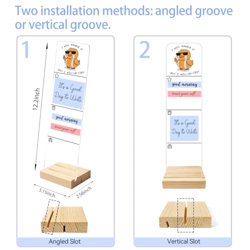 Sticky Notes Monitor Memo Board Acrylic Holder with Removable Wooden Base, But I Will Cry First Logo Desk Set with 200 Sheets Two Sizes Sticky Notes, Office Desk Accessories Organizer - color: Cry
