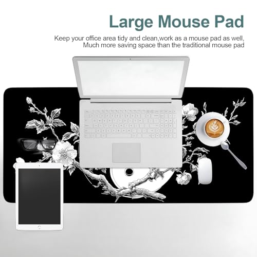 Yin Yang Cherry Blossom Extended Gaming Mouse Pad 35.4 x 15.7 Inch – Zen-Inspired Desk Mat with Non-Slip Rubber Base for Gaming and Office Use - color: #40, size: 35.4 x 15.7 Inch