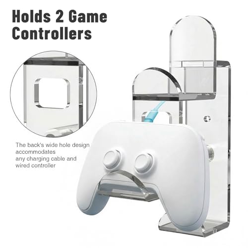 NiHome Clear Acrylic Game Controller Wall Hanger Stand, Dual Gamepad Controller & Headphone Hanger Holder for Xbox PS5 PS4 PS3 Switch, Wall Mount Stand Organizer for Gaming Accessories - color: Clear
