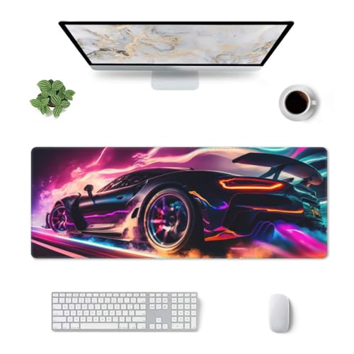 Race Car Gaming Mouse Pad, Sports Car Racing Car Game Large Extended Desk Mat 11.8X 31.5 inches with Non-Slip Base & Stitched Edges, Waterproof Desk Mat for Office, Home, Laptop, Computer Keyboard - color: Race Car_05