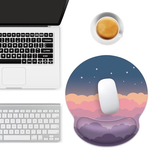 Ergonomic Mouse Pad with Wrist Support,Pink Rainbow Mouse Pad with Wrist Rest,Relieve Wrist Pain Mousepad Non-Slip Rubber Base,Cute Mouse Pads for Desk,Computers,Laptop,Office,Gaming,Accessories - color: Pink Rainbow