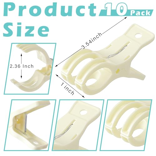 LemonRoad 10 Pack Large Balloon Arch Clips Plastic Transparent Backdrop Spring Clamps 3.5 Inch Heavy Duty Clip for Balloon Arch Kit Birthday Decoration Crafts Woodworking Photography Studios (Beige) - color: Beige