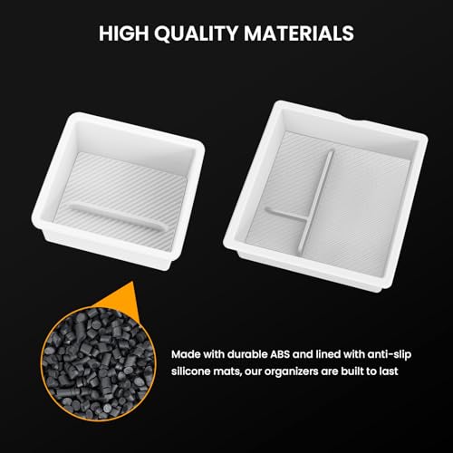 BANKKY 2PCS Center Console Organizer for Tesla Model 3 Highland 2024-2026 & Model Y Juniper 2025-2026, White Armrest Storage Tray with Anti-Slip Liner, ABS Tesla Accessories - size: 2PCS (24-26) Model3 White