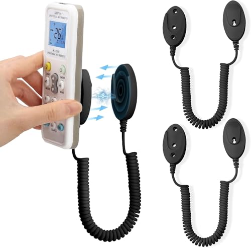 2-Pack Magnetic Remote Control Holders with Spring Ropes - Safely Secure Remotes & Small Items, Wall-Mount with Adhesive, Anti-Loss, Rapid Adsorption, Extendable Spring (Black 70 inch, 2 Pack) - color: Black 70 inch, 2 pack