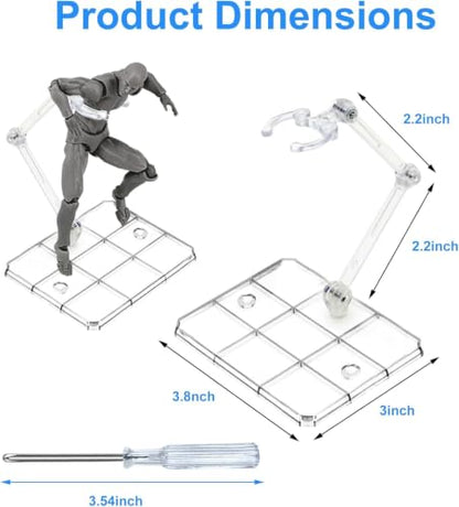 Action Figure Stand, 12 PCS Assembly Action Figure Display Holder Base Doll Model Support Stand Compatible with HG RG SD SHF Gundam 1/144 Toy with Screwdriver Transparent