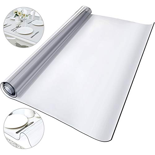 VEVOR Plastic Table Cover, 42 x 80 x 0.08 in, Transparent PVC Table Cloth, Rectangle Clear Desk Mat, Water & Oil-Proof Desk Cloth for Dresser Cabinet, Dining, Coffee and Kitchen Table - size: 80" x 42" (Rectangular)