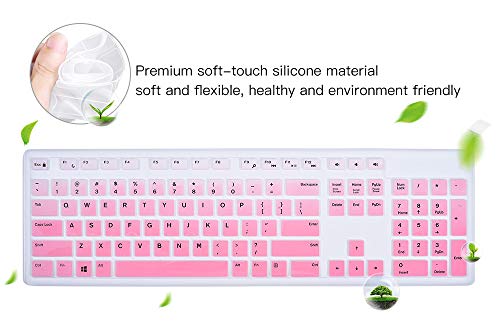 Keyboard Cover for Dell KB216 Wired Keyboard & Dell KM636 Wireless/Dell Optiplex 5250 3050 3240 5460 7450 7050/Dell Inspiron AIO 3475/3670/3477 All-in one Desktop Keyboard Protective Skin, Ombre Pink - color: Ombre Pink