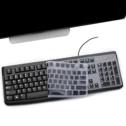 2 Pack Keyboard Cover for Logitech K120 & MK120 Ergonomic Desktop USB Keyboard, Logitech K120 & MK120 US Layout Waterproof Anti-Dust Keyboard Skin-Black+Clear - color: Black+Clear