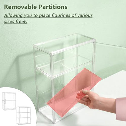 Acrylic Display Case for Collectibles 3 Tier Wall-Mounted Display Case with 2 Movable Plates Clear Display Cases for Figures with Magnetic Door Tall Display Box, 4 Pack - size: 4 Pack