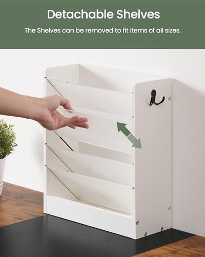 CHOEZON Wall File Holder, 6-Tier File Organizer, Office Supplies Storage Rack, Versatile Desktop Organizer, with Detachable Shelves, with Side Hooks, for Living Room, Study, Home Office, White MWJ02WB - color: White, size: 6-Tier