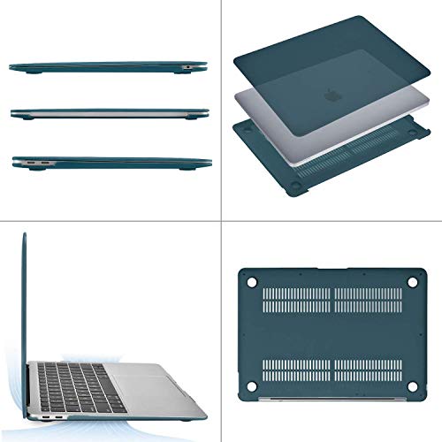 MOSISO Compatible with MacBook Air 13 inch Case M1 2021 2020 2019 2018 Release A2337 A2179 A1932 Touch ID, Plastic Hard Shell Cover&Keyboard Cover for MacBook Air 13.3 inch Case M1, Deep Teal - color: Deep Teal