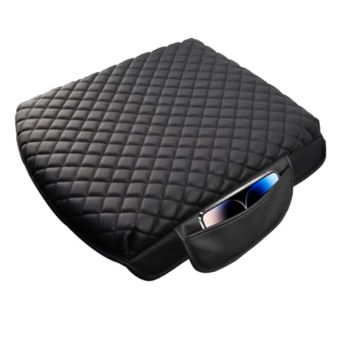 Center Console Cover with Side Pocket for 2019-2026 Chevy Silverado/GMC Sierra and 2021-2026 Tahoe/Suburban/Yukon, Car Armrest Cushion Pad Leather Protective Cover (for Bucket Seat Consoles)