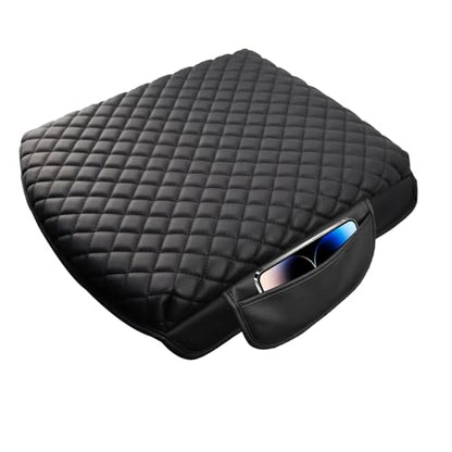 Center Console Cover with Side Pocket for 2019-2026 Chevy Silverado/GMC Sierra and 2021-2026 Tahoe/Suburban/Yukon, Car Armrest Cushion Pad Leather Protective Cover (for Bucket Seat Consoles)
