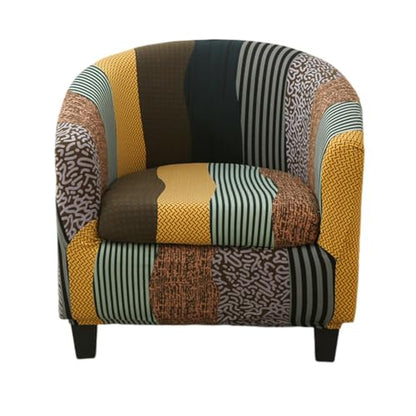 KRFOONN Club Chair Slipcover 2 Piece Stretch Printed Round Barrel Chair Covers Removable Tub Chair Slipcover with Elastic Bottom Chair Coverings Furniture Protector Cover for Living Room, B11 - color: Colorb11
