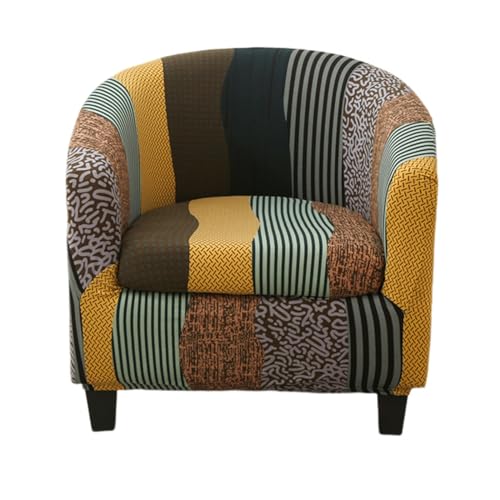 KRFOONN Club Chair Slipcover 2 Piece Stretch Printed Round Barrel Chair Covers Removable Tub Chair Slipcover with Elastic Bottom Chair Coverings Furniture Protector Cover for Living Room, B11 - color: Colorb11