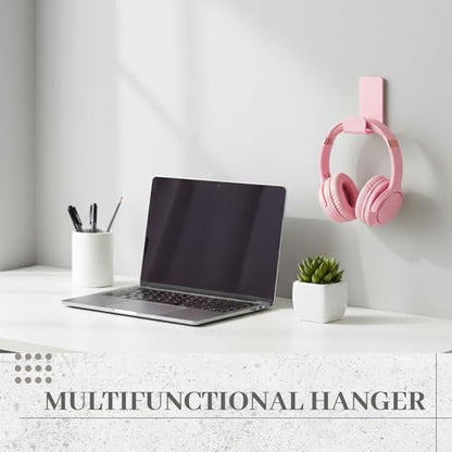 Weewooday 4 Pieces Headphone Hanger Headset Stand Holder Adhesive Wall Mount Headphone Hook for Desk Acrylic Gaming Earphones Hanger with Glues for Earphone Controller(Pink) - color: Pink