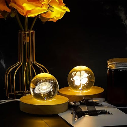 Honoson 4 Pcs LED Light Base - Wooden LED Base for Crystal Wood Light Display for Glass Art Lighted Stand for 3D Glass Resin Art(Round) - style: Round