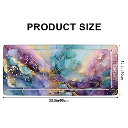 Mouse Pad, Large Anti-Slip with Stitched Edges Desk Mat Desktop Laptop Computer Desk Keyboard Mat,Table Protector Blotter Mat (Purple, 31.5" x 11.8") - color: Purple, size: 31.5" x 11.8"