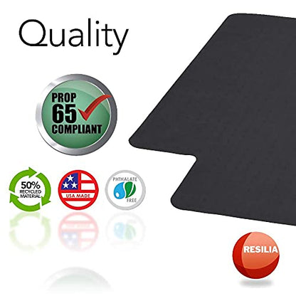 RESILIA Office Desk Chair Mat with Lip - for Low Pile Carpet (with Grippers) Black, 36 Inches x 48 Inches, Made in The USA - color: Black, size: 36" x 48" with lip