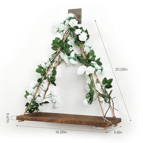 Forest Angle Shelf for Wall,Floating Shelves,Floating Shelves for Wall No Drilling,Adhesive Shelves,Command Strip Shelf,Room Decor Aesthetic,Plant Shelf Wall,Whimsical Decor,2-Piece Set(White Flower) - color: White Flower