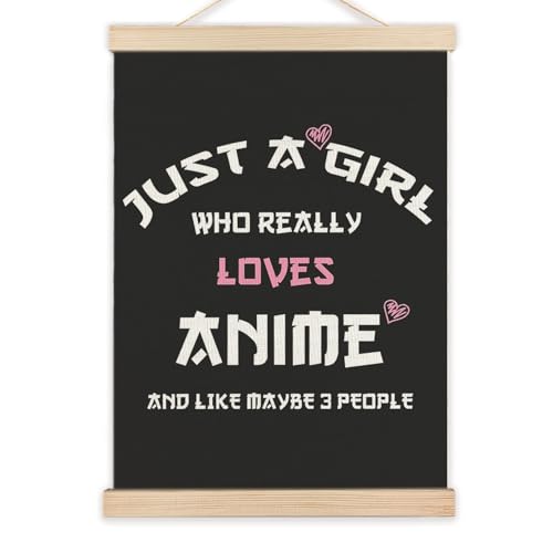 LZYRF Just A Girl Who Really Loves Anime Wall Art Poster Framed, Anime Lovers Gifts for Girls Canvas Prints Wall Decor for Home Girls Bedroom Apartment Dorm Room, 12x16 Inch - color: just a girl, size: 16"L x 12"W