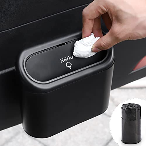 Accmor Car Trash Can with Lid, Mini Auto Dustbin Garbage Organizer with 30 Pcs Plastic Trash Bag, Automotive Garbage Container Bin for Vehicle, Home, Office - color: 1 Black