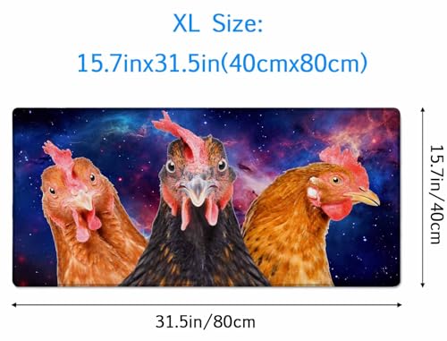 Large Extended Gaming Mouse Pad with Stitched Edges, Non-Slip Rubber Base Mouse Pad for Office, Computer, Keyboard, Laptop and Home Desk Pad 31.5X15.7 Inch Three Chickens - color: Three Chickens, size: 31.5L x 15.7W inches