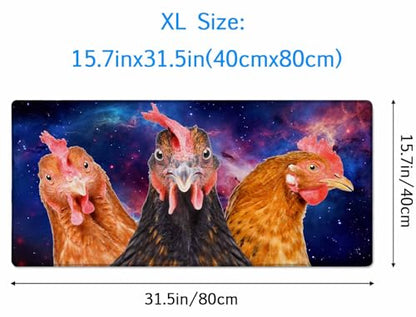 Large Extended Gaming Mouse Pad with Stitched Edges, Non-Slip Rubber Base Mouse Pad for Office, Computer, Keyboard, Laptop and Home Desk Pad 31.5X15.7 Inch Three Chickens - color: Three Chickens, size: 31.5L x 15.7W inches