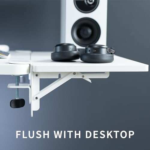 VIVO White Clamp-on 24 x 12 in Desk Extender, DESK-EXT24W | Foldable, Wrist Support Arm Rest, Office Keyboard Tray, Side Table Extension Attachment