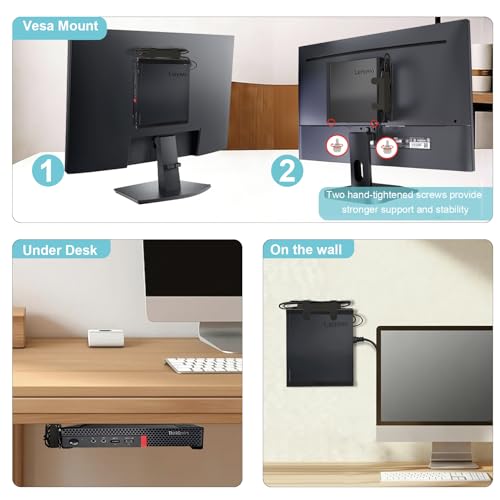Mini PC Mount Compatible with Lenovo ThinkCentre Tiny, Wall VESA and Under Desk Mount for Lenovo ThinkCentre Tiny Desktops M600 M700 M710Q M715q M720Q M800z M900 M910Q Mini Desktop Bracket