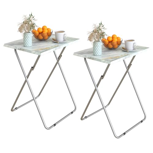 Folding TV Tray Table Set of 2,Dinner Snack Trays Table for Eating on Couch,Portable Metal Dinner Table for Small Sofa Bedside Tables with Light Weight, 15 x 18.9 x 26 in(Smoky Grey,2PCS) - color: Smoky Grey, size: 2pcs