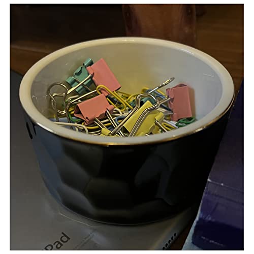 Ceramic Paper Clip Holder Ceramic Paper Clip Dispenser Organizer for Office Desk Binder Clip Holder (Black) - color: Black