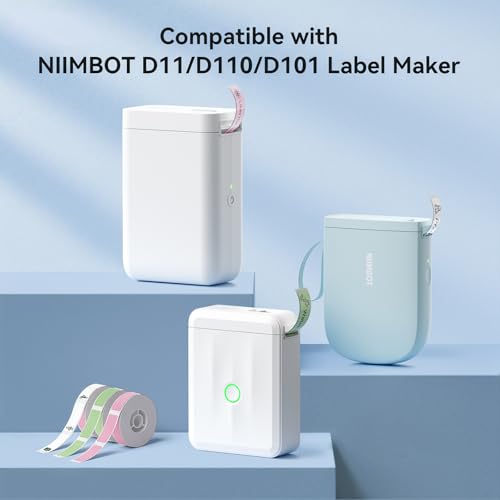 NIIMBOT White Cable Labels Maker Tape for D11/D110/D101 Label Maker, 0.49'' x 4.29''(12.5mm x 109mm), Thermal Label Tape for Home Office Labeling Tape Replacement - color: 12.5mmx109mm-white Cable