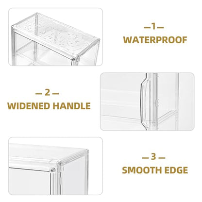 3 Tier Display Case for Collectibles,Clear Display Box with 2 Movable Plates ,Storage Container with Magnetic Door (Large 1 Pack) - size: Large 1 Pack