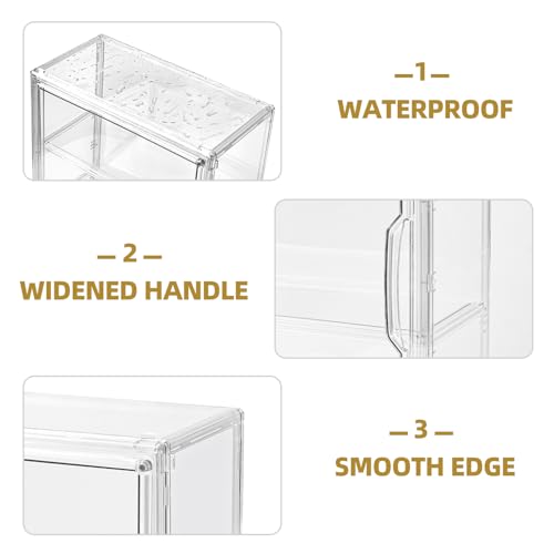 3 Tier Display Case for Collectibles,Clear Display Box with 2 Movable Plates ,Storage Container with Magnetic Door (Large 3 Pack) - size: Large 3 Pack