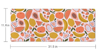 Fruit Desk Mat Yello Pink XL Mouse Pad Large Full Desk Mousepad Gaming Extended Keyboard Mouse Mat Desk Pad for Computer Laptop 31.5''X11.8'' Non-Slip Rubber Base with Stitched Edges - color: Fruit