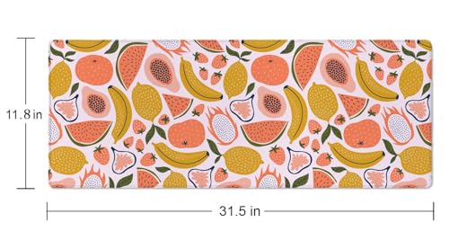 Fruit Desk Mat Yello Pink XL Mouse Pad Large Full Desk Mousepad Gaming Extended Keyboard Mouse Mat Desk Pad for Computer Laptop 31.5''X11.8'' Non-Slip Rubber Base with Stitched Edges - color: Fruit