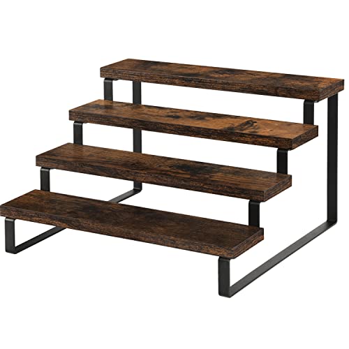 YINMIT Wooden Display Riser Stand, Tiered Perfume and Cologne Organizer Stand, 4 Tier Spice Rack Organizer, Rustic Display Shelf for Candles (4 Tier) - color: 4 Tier,Brown