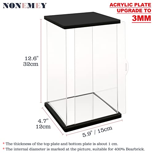 NONEMEY Clear Acrylic Display Case with Remote Control Light for 400% Bearbrick, Dustproof Model Showcase Organizer Box, Display Case for Collectibles Bearbrick (6×4.7×12.6inch,15×12×32cm) - size: 5.9×4.7×12.6 inch, 15×12×32 cm