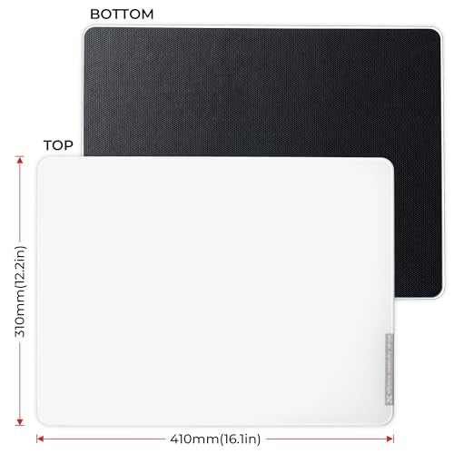 XVX White Glass Mouse Pad 4.0, Hard Mousepad for Gaming,Ultra-Smooth Micro-Etched Surface with Non-Slip Rubber Base(410mm*310mm) - color: White